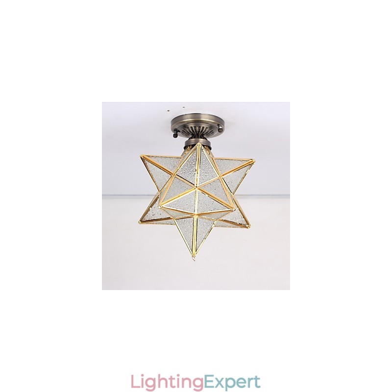 European Rural Creative Arts Stained Glass Stars To Absorb Dome Lamp Light