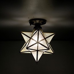 European Rural Creative Arts Stained Glass Stars To Absorb Dome Lamp Light