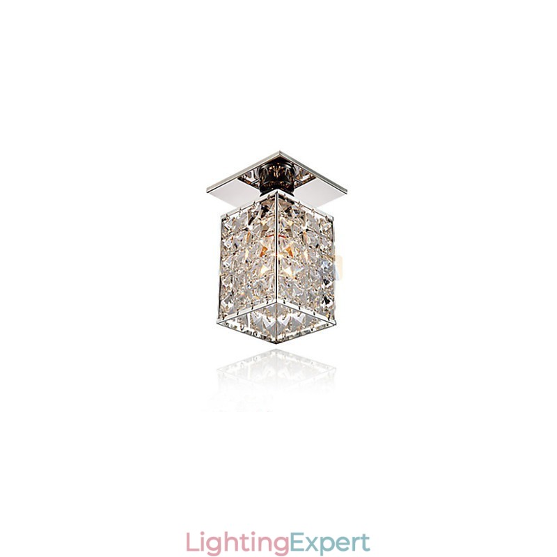 Modern Contemporary Crystal Electroplated Metal Flush Mount