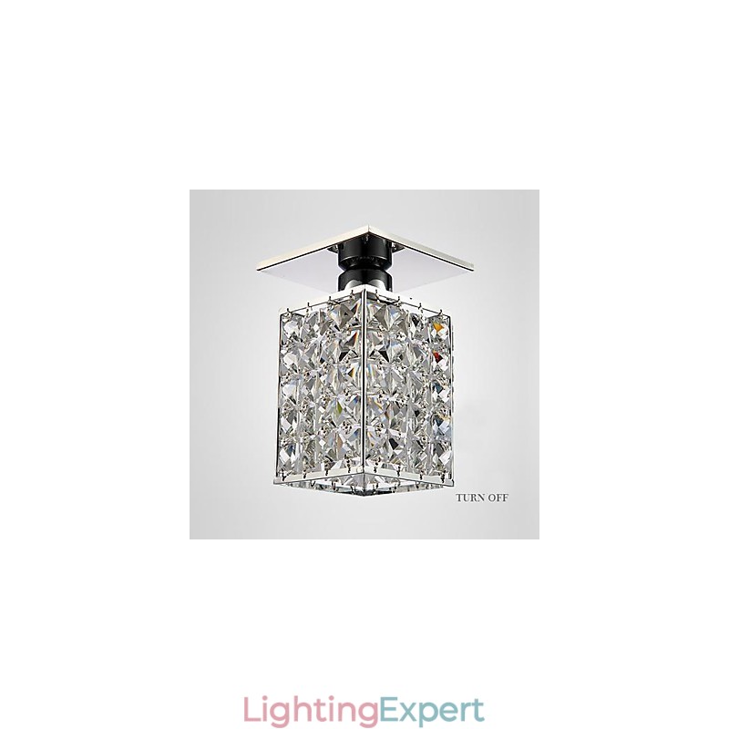 Modern Contemporary Crystal Electroplated Metal Flush Mount