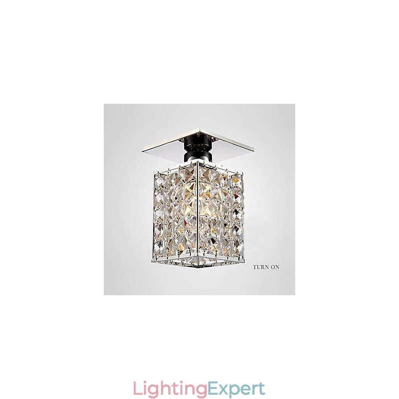 Modern Contemporary Crystal Electroplated Metal Flush Mount