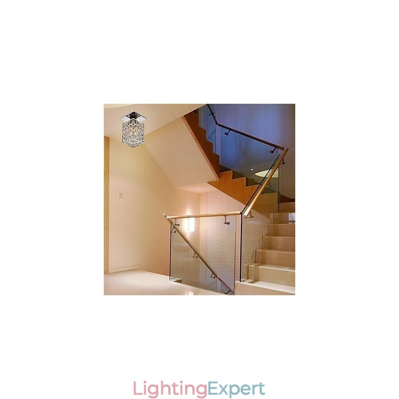 Modern Contemporary Crystal Electroplated Metal Flush Mount