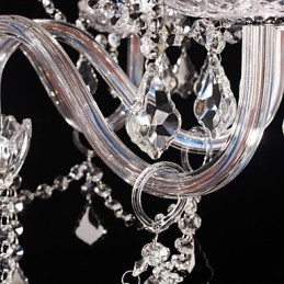 Chandelier Crystal Luxury Modern Living 8 Lights with Fabric Shade