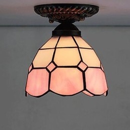 17*European Rural Creative Arts Stained Glass Absorb Dome Lamp Light