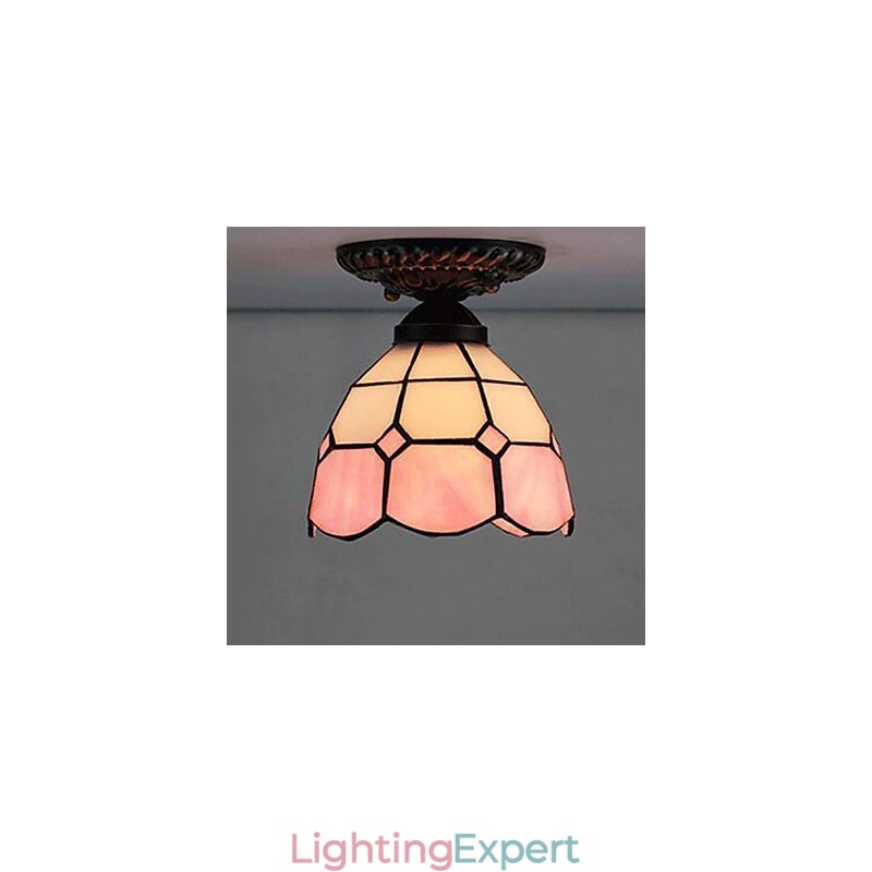 17*European Rural Creative Arts Stained Glass Absorb Dome Lamp Light