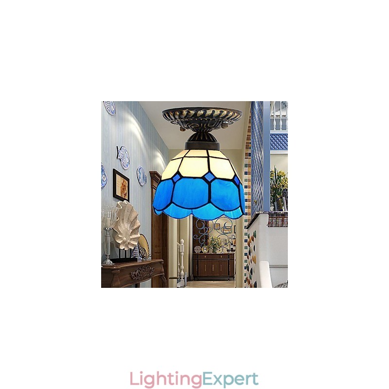 17*European Rural Creative Arts Stained Glass Absorb Dome Lamp Light