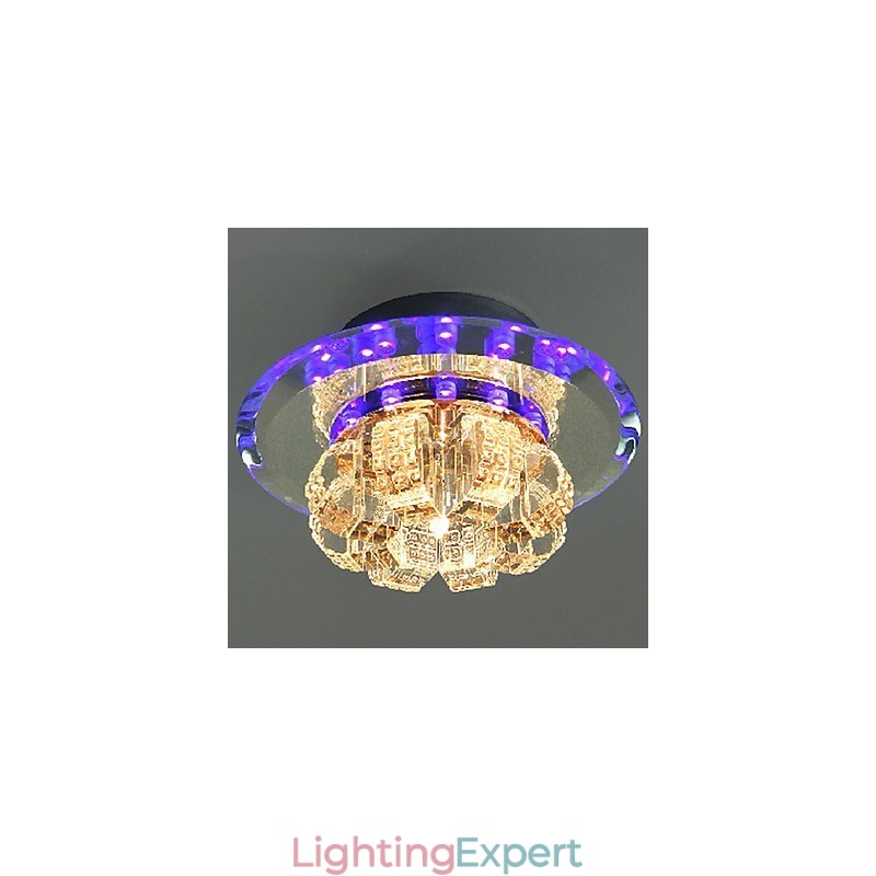 Modern Contemporary Crystal Electroplated Crystal Flush Mount