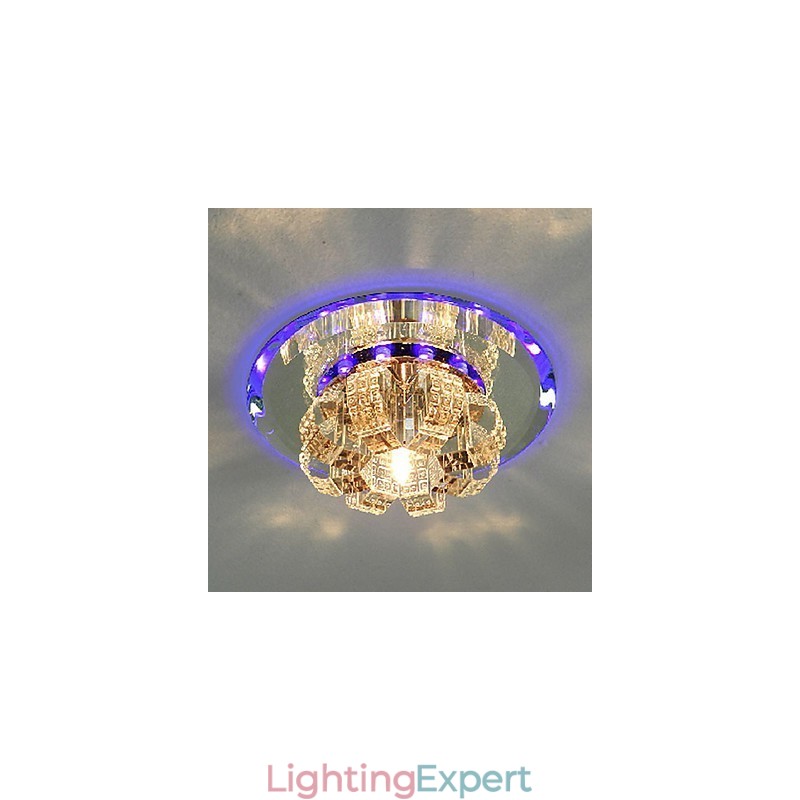 Modern Contemporary Crystal Electroplated Crystal Flush Mount