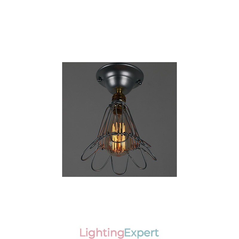 Country Style Mini Lamp 1 Light Painting Processing Silver