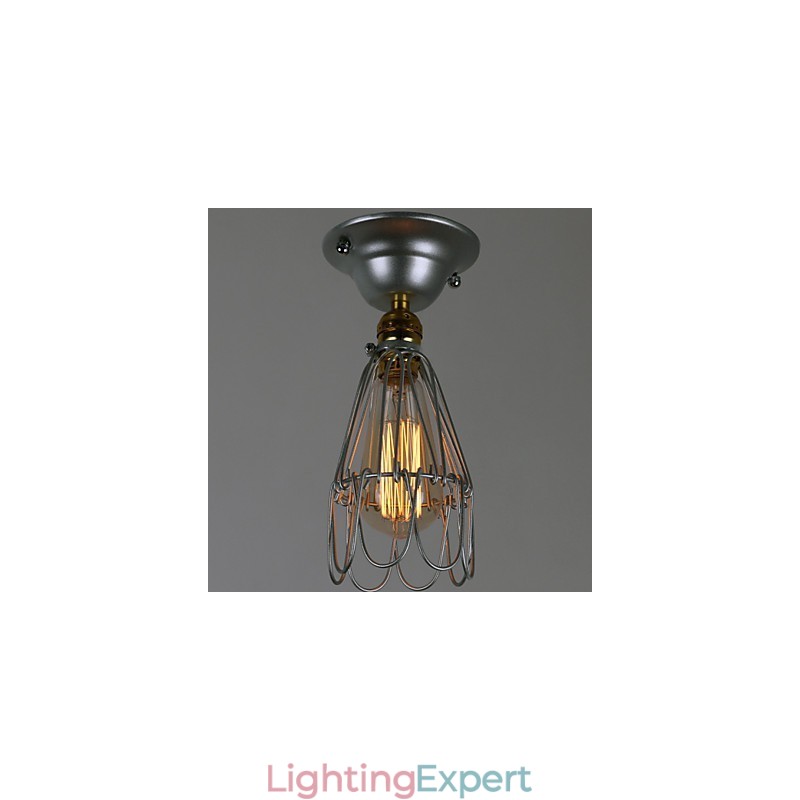 Country Style Mini Lamp 1 Light Painting Processing Silver