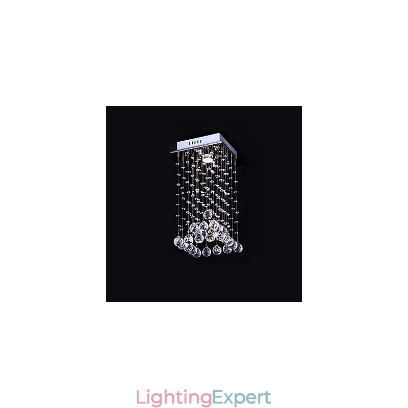 Modern Contemporary Crystal Electroplated Metal Chandelier Flush Mount