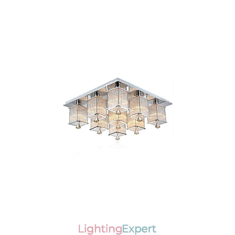 Modern Contemporary Crystal Chrome Metal Flush Mount
