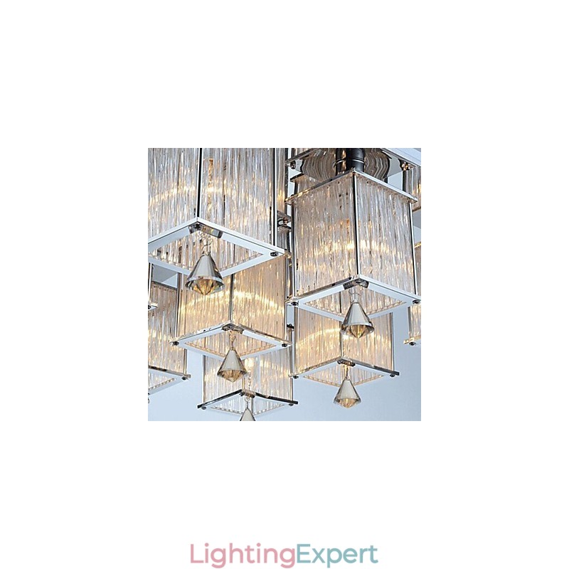 Modern Contemporary Crystal Chrome Metal Flush Mount