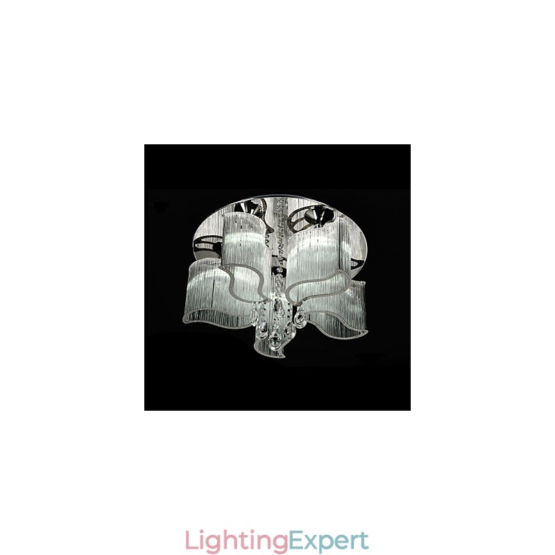 Modern Contemporary Chrome Metal Flush Mount