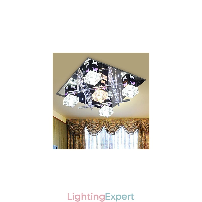 Modern Contemporary Crystal Glass Flush Mount