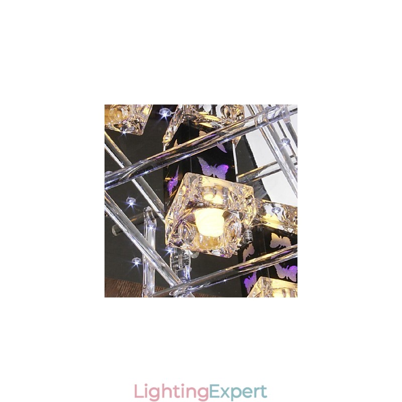 Modern Contemporary Crystal Glass Flush Mount