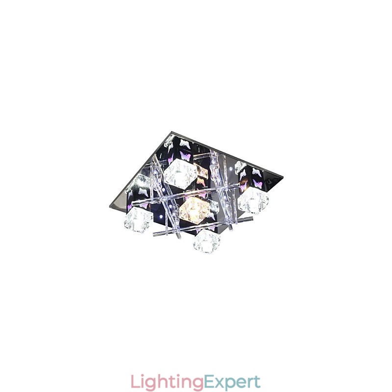 Modern Contemporary Crystal Glass Flush Mount