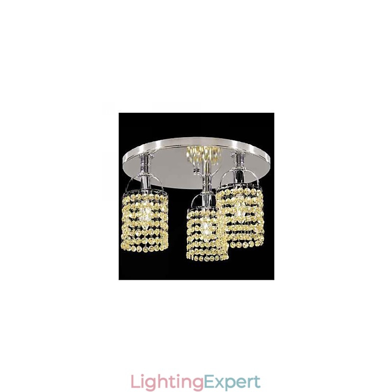 Modern Contemporary Crystal Electroplated Metal Chandelier Flush Mount