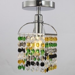 Modern Contemporary Crystal Electroplated Metal Flush Mount