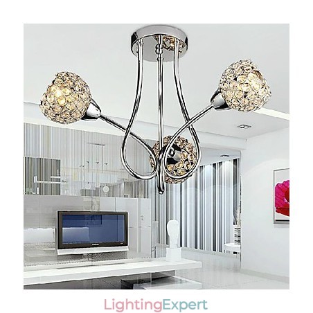 Modern Shining 3 Light Flush Mount In Crystal Design Modern Shining 3 Light Flush Mount In Crystal Design