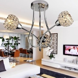 Modern Shining 3 Light Flush Mount In Crystal Design