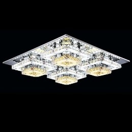 Modern Contemporary Crystal Chrome Metal Flush Mount
