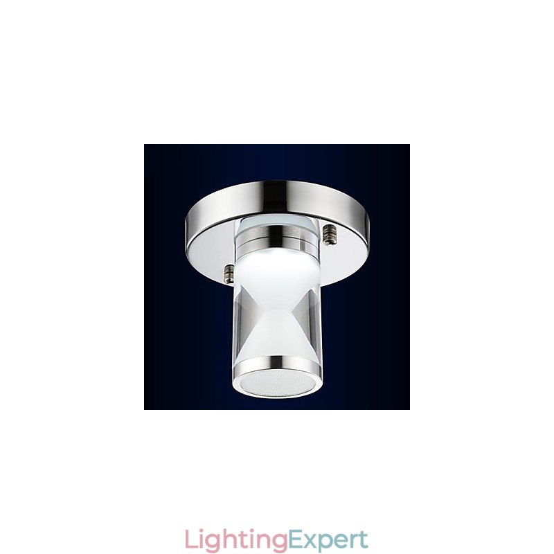Modern Contemporary Chrome Metal Flush Mount Light