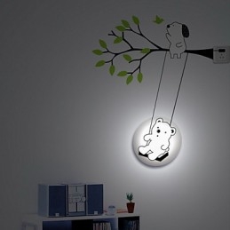 Little Bear High Temperature Resistant Plastic Light And Creative 3D Wall Paper Wall Lamp