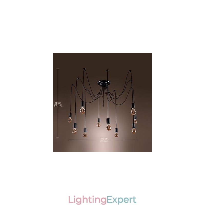 Chandelier Vintage Design Bulbs Included Living 10 Lights Pendant Light