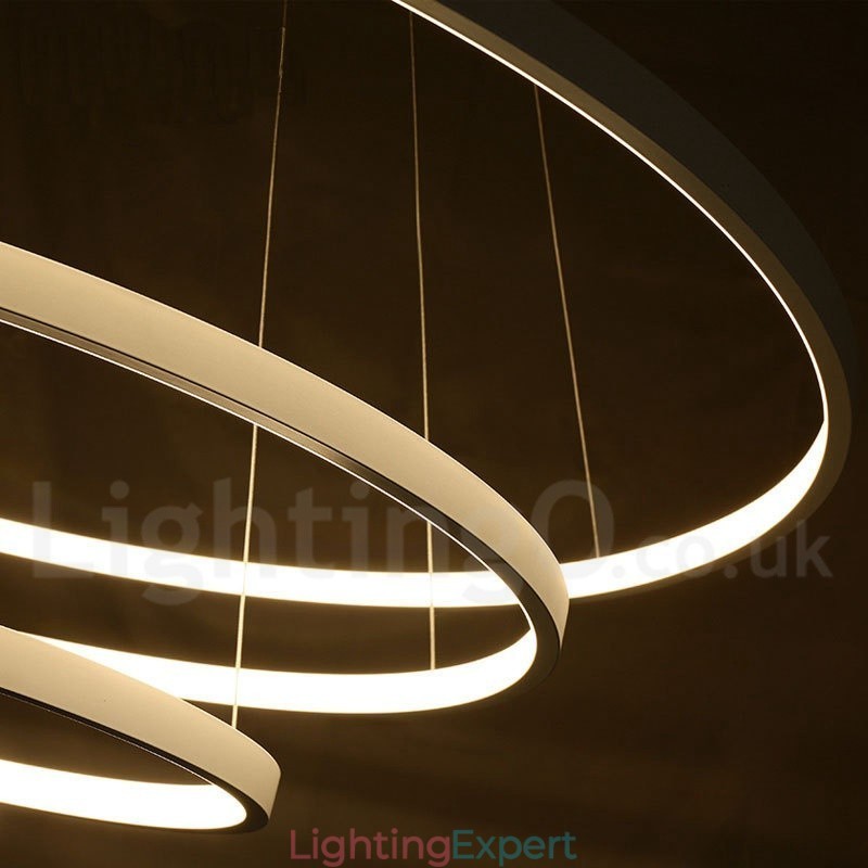 Dimmable Pendant Light with Remote Control Modern Design Three Rings