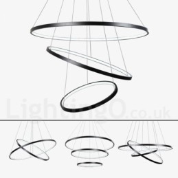 Dimmable Pendant Light with Remote Control Modern Design Three Rings