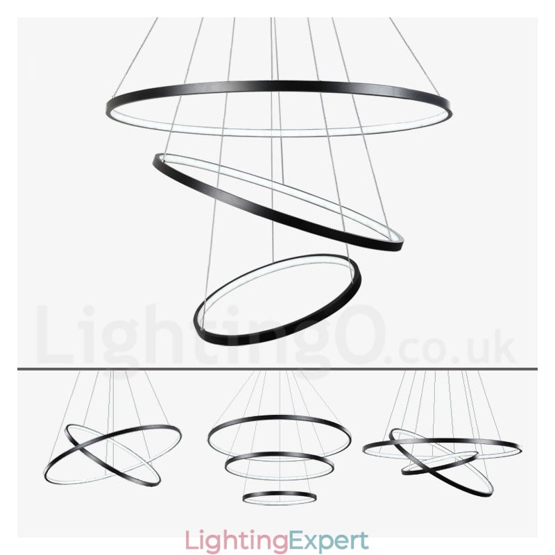 Dimmable Pendant Light with Remote Control Modern Design Three Rings