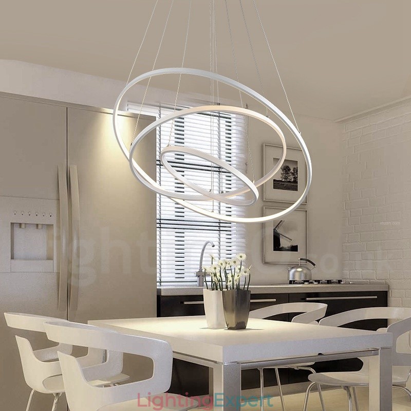 Dimmable Pendant Light with Remote Control Modern Design Three Rings