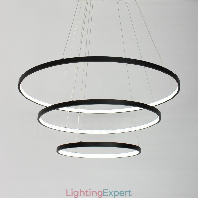 Dimmable Pendant Light with Remote Control Modern Design Three Rings