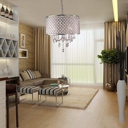 Drum Chandelier Crystal Modern 4 Lights Pendant Lamp
