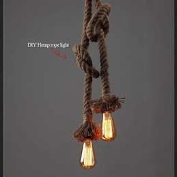 1 Light DIY Art Hemp Rope Light Creative Hemp Rope Chandelier