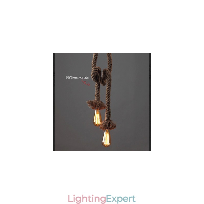 1 Light DIY Art Hemp Rope Light Creative Hemp Rope Chandelier