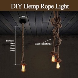 1 Light DIY Art Hemp Rope Light Creative Hemp Rope Chandelier