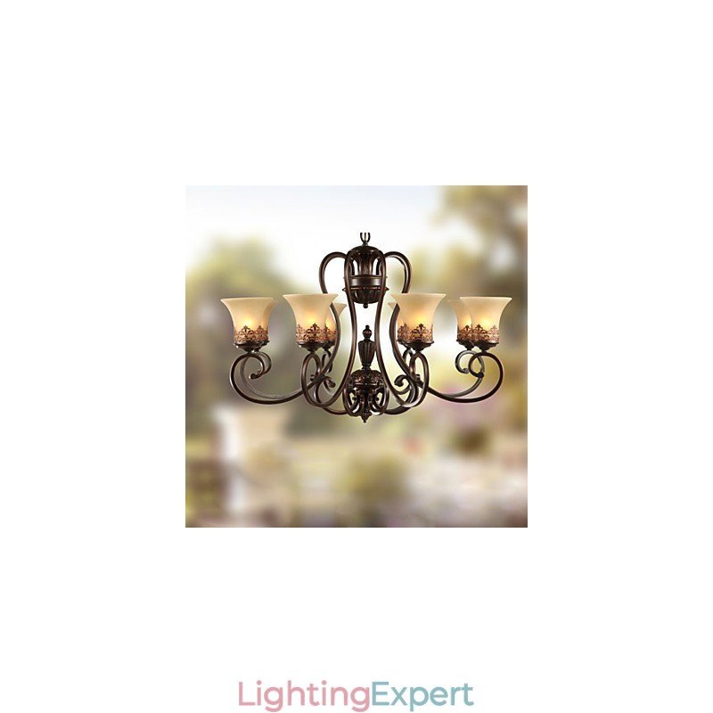 Chandelier Pendant Light 8 Lights Vintage Country Island Metal+Glass