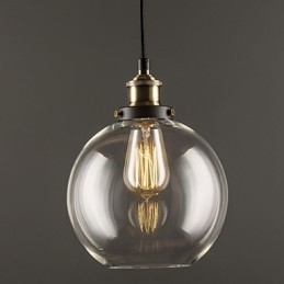 Industrial Factory Pendant Lamp Antique Brass One Light Fixture Glass Shade Cafe Pendant Light