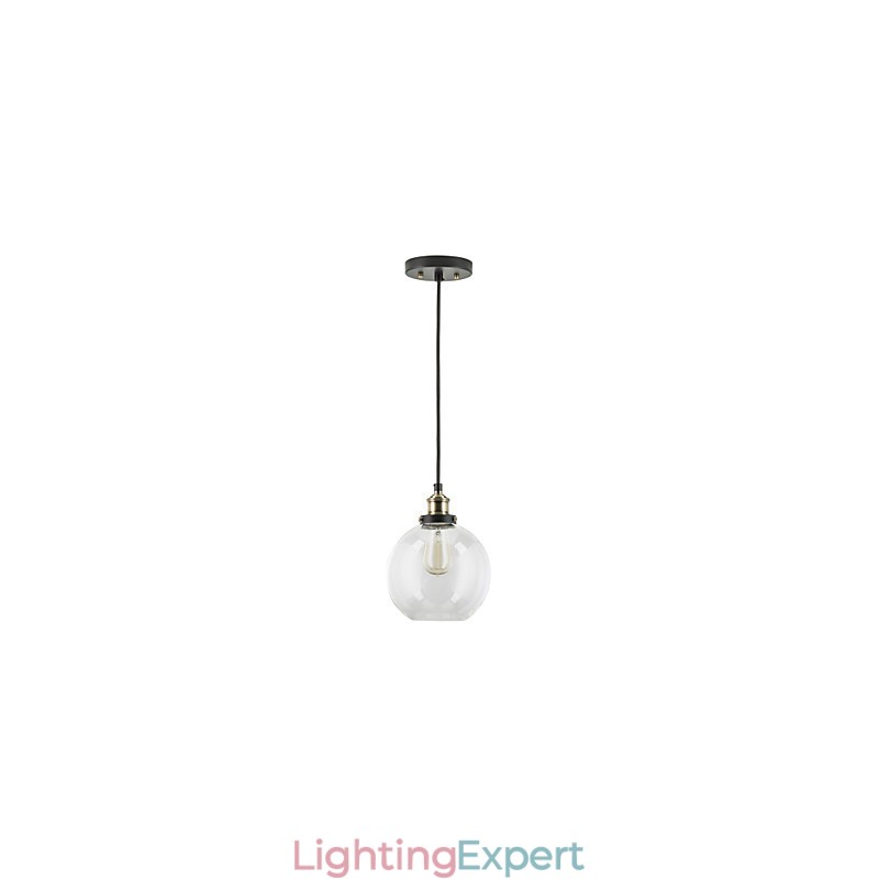 Industrial Factory Pendant Lamp Antique Brass One Light Fixture Glass Shade Cafe Pendant Light