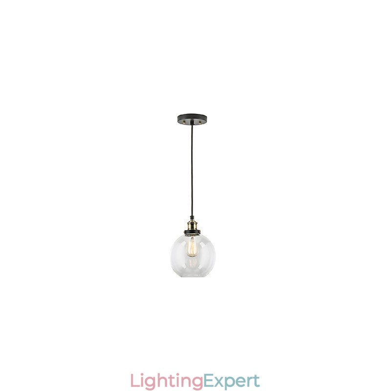 Industrial Factory Pendant Lamp Antique Brass One Light Fixture Glass Shade Cafe Pendant Light