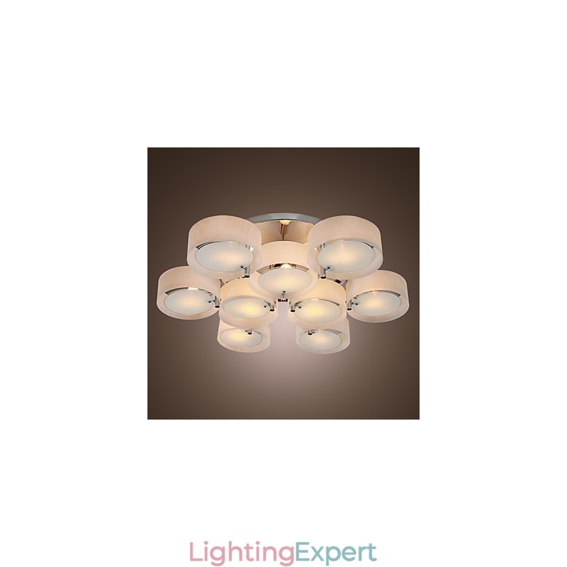 Modern Contemporary Chrome Metal Chandelier Flush Mount