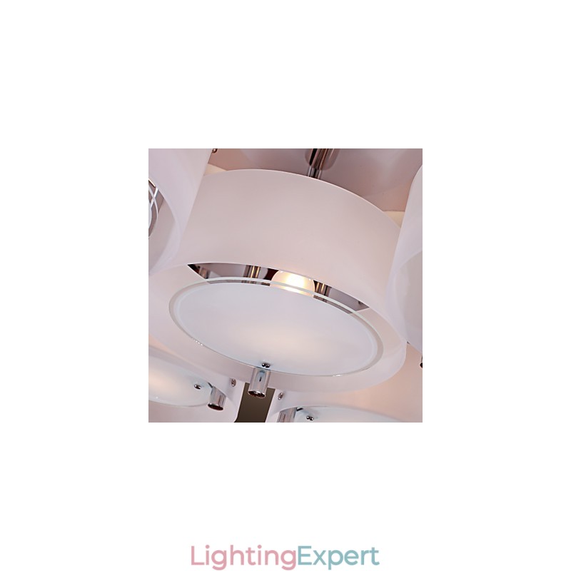 Modern Contemporary Chrome Metal Chandelier Flush Mount