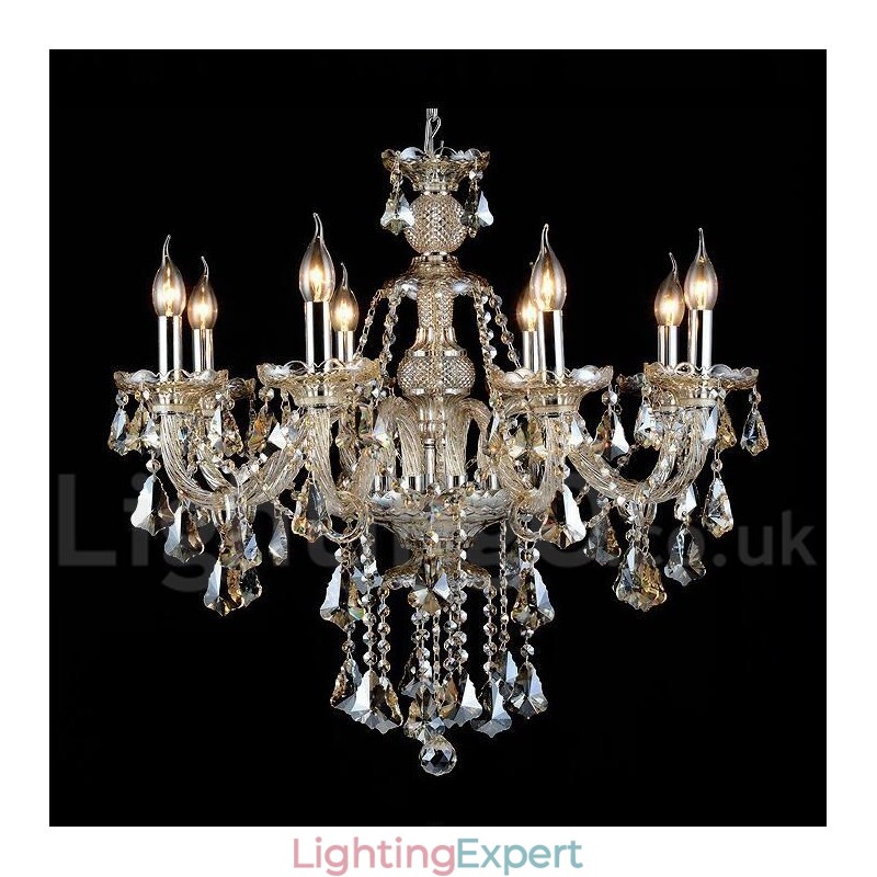 Retro Cognac Color K9 Crystal Modern Chandelier with 8 Lights