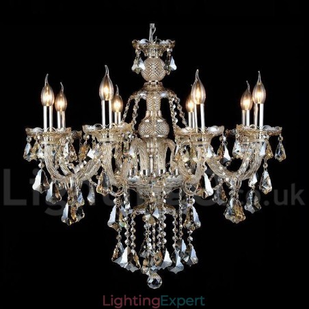Retro Cognac Color K9 Crystal Modern Chandelier with 8 Lights Retro Cognac Color K9 Crystal Modern Chandelier with 8 Lights