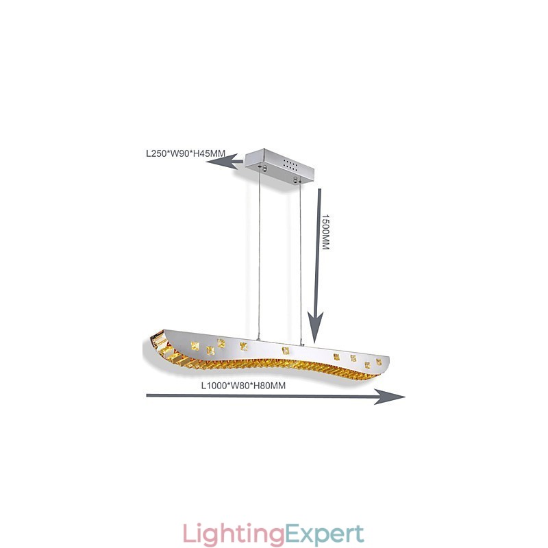 Crystal Pendant Light Chrome Metal Pendant Light Amber or Clear Crystal