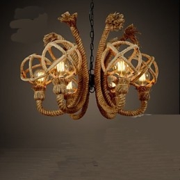 Vintage Iron Art Hemp Rope American Rural Chandelier