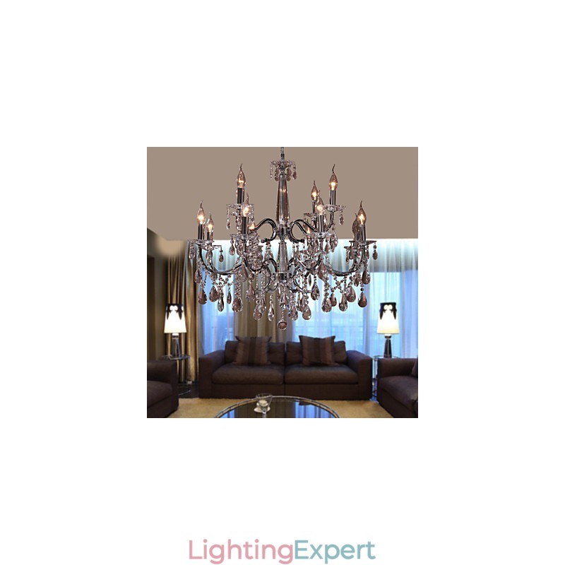 Chandelier Crystal Modern 2 Tiers Living 12 Lights