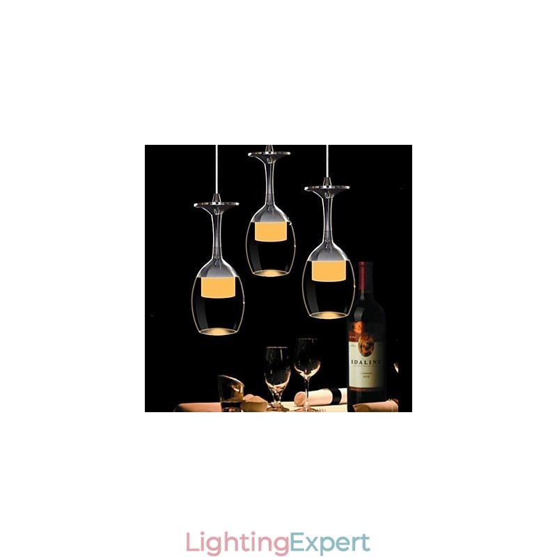 3 Light Modern Contemporary Traditional Classic Country Bowl Chrome Glass Chandelier Pendant Light